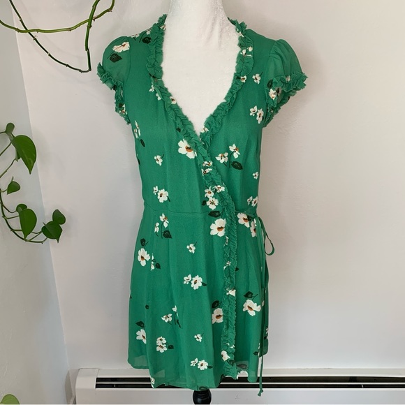 Reformation Garnet Floral Wrap Minidress Size S - Picture 1 of 6